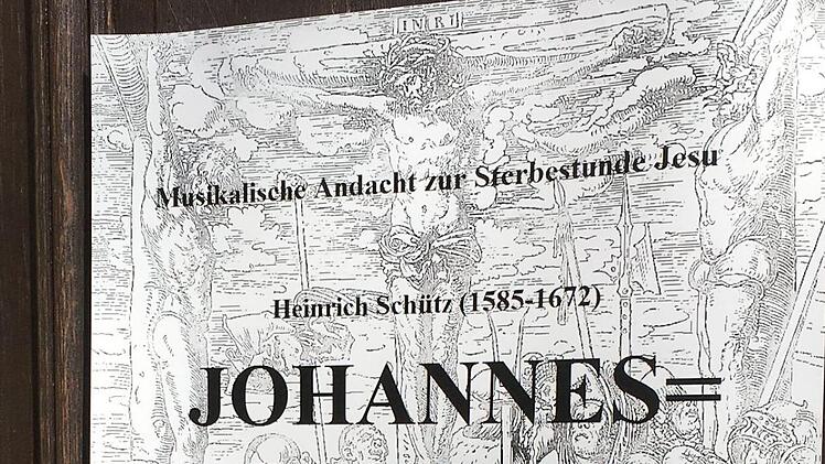 Einen eindringlichen Akzent zum Osterfest setzte die Aufführung der Johannespassion von Heinrich Schütz in der Marienkirche in Gauerstadt. Kirchenmusikdirektor Torsten Sterzik dirigierte die Sängervereinigung Bad Rodach und die Stadtkantorei Hildburghausen sowie das Collegium musicum Hildburghausen.Jochen Berger