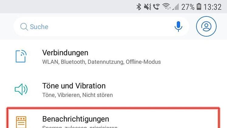 Android: Rufen Sie in den Einstellungen den Punkt "Benachrichtigungen" auf.