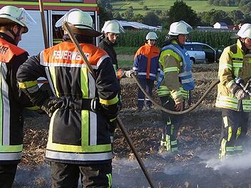 Bei Pretzfeld hatten die Feuerwehren im August 2010 einen Flächenbrand zu löschen. Brandursache war ein technischer Defekt in einer Rundballenpresse.  Foto: smü