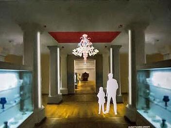 So soll sich die Sammlung historischer Gläser auf der Veste Coburg nach ihrem Umbau präsentieren: Zentraler Blickfang wird ein venezianischer Leuchter. Foto: Jochen Berger