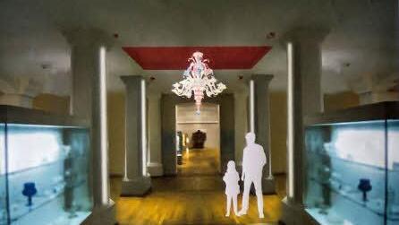 So soll sich die Sammlung historischer Gläser auf der Veste Coburg nach ihrem Umbau präsentieren: Zentraler Blickfang wird ein venezianischer Leuchter. Foto: Jochen Berger