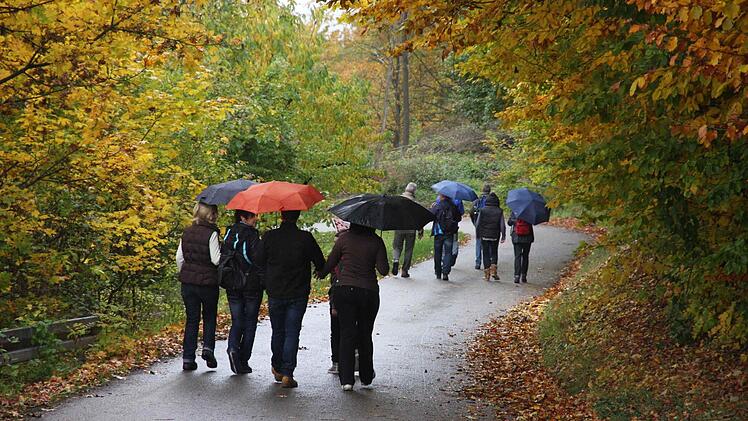 Auch Regen konnte die Besucher nicht aufhalten, den steilen Anstieg nach Ortspitz zur Brennerei Reichold zu gehen.