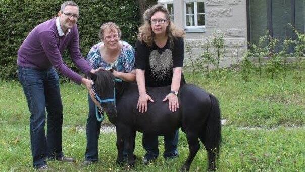 Drei Redakteure und ein Pony: Die FT-Lokalredaktion geht auf Sommertour. Foto: Marina Weirich