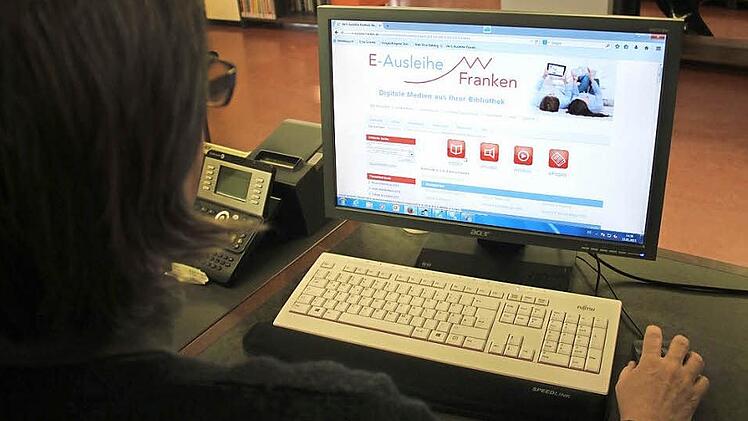 Neu im Angebot: Heike Brehm von der Stadtbücherei zeigt, wie die Ausleihe von E-Books funktioniert.  Foto: Sabine Memmel