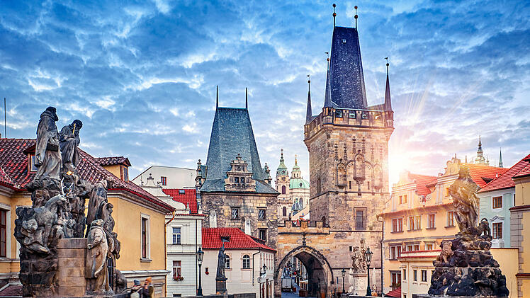 Sunrise on Charles bridge in Prague Czech Republic picturesque