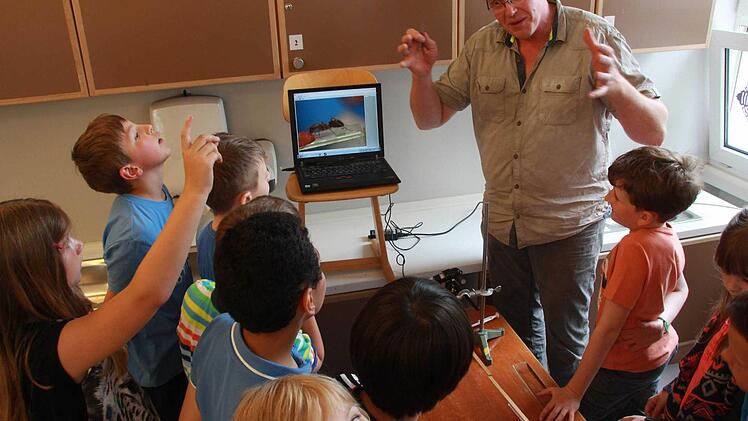 Großes Krabbeln in der Sinnberg-Grundschule: Dr. Oliver Geißler hat im Klassenzimmer eine Ameisenstraße aufgebaut.  Foto: Carmen Schmitt