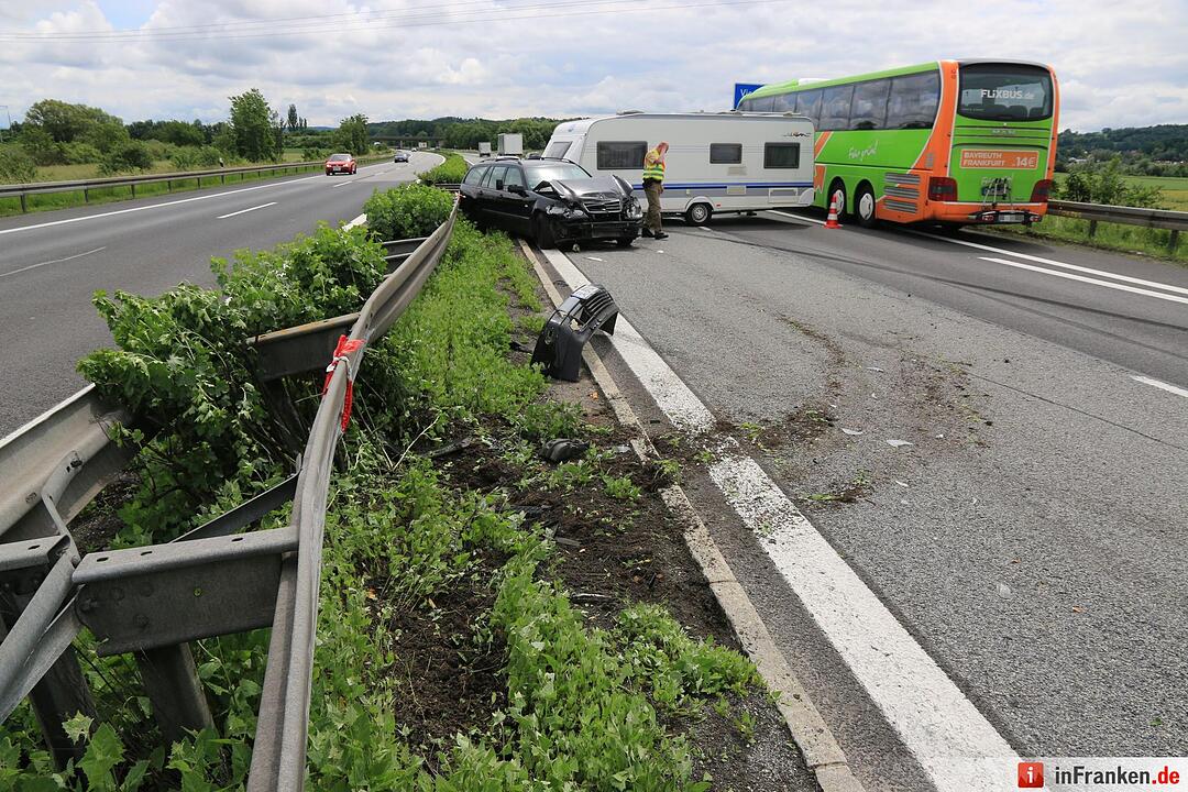 Wohnwagenunfall auf A70 bei Viereth