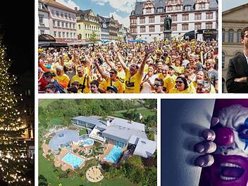 Ein Weihnachtsbaum für die Queen, jubelnde Handball-Fans bei der Aufstiegsfeier auf dem Markt, Landestheater-Intendant Bodo Busse auf dem Sprung nach Saarbrücken, Horrorclowns in Rödental und die Therme Natur in Jubiläumsstimmung zum 40-jährigen Bestehen.Fotos: Archiv
