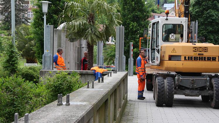 Bagger im Einsatz im Bad Kissinger Rosengarten.