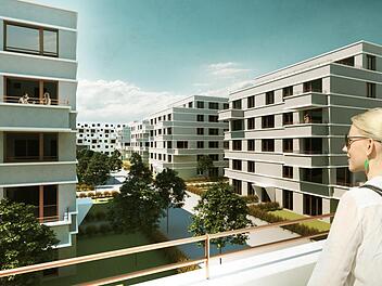 Wie die Bebauung des Jahn-Geländes aussehen soll, zeigt diese grafische Darstellung. Grafik: O. Schuh, planwerkstatt.Architekten