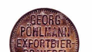 Biermarke der Brauerei Georg Pöhlmann, gut für einen Liter; Anfang des 20. Jahrhundert, auf jeden Fall vor dem Ersten Weltkrieg.