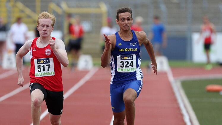 Jonathan Laik (rechts) aus Albertshausen, der seit dieser Saison für das LAC Quelle Fürth startet, blieb über 100 Meter erstmals unter elf Sekunden.