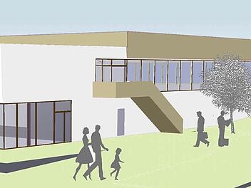 So wird die neue Doppelsporthalle einmal aussehen.  Grafik: Architekturbüro Haindl