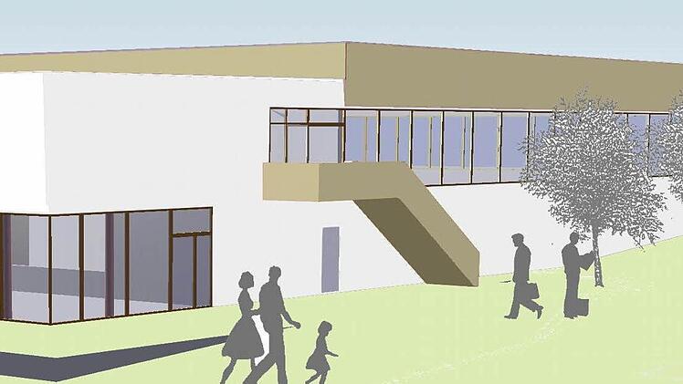 So wird die neue Doppelsporthalle einmal aussehen.  Grafik: Architekturbüro Haindl