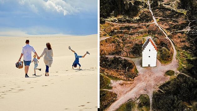 Urlaub in Dänemark:  Wanderdüne Råbjerg-Meile - Die versandete Kirche bei Skagen