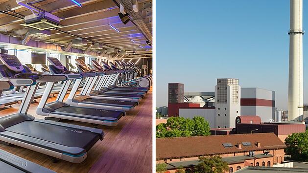 Das Bild zeigt links eine Reihe von Laufb&auml;ndern in einem modernen Fitnessstudio und rechts ein Industriegeb&auml;ude mit Schornstein. Beide Orte k&ouml;nnten gute Serviceunternehmen beherbergen.