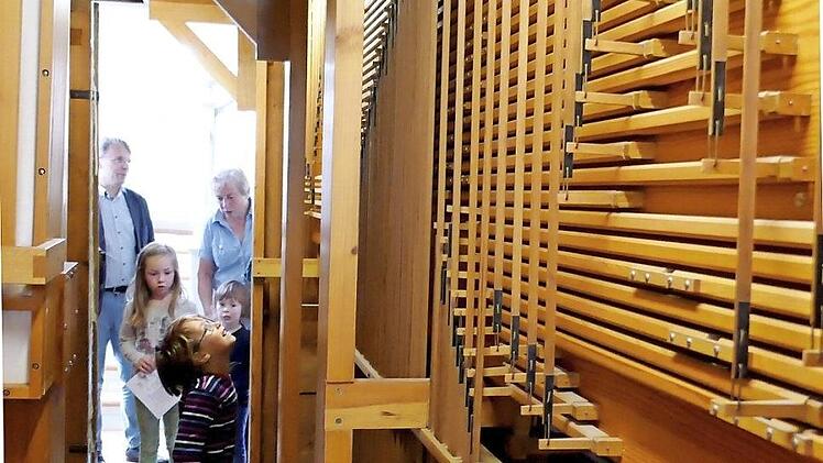 Wie sieht es eigentlich im Inneren einer Orgel aus? Besonders die Kindern wagten neugierig sonst ungeahnte Einblicke.  Foto: Dieter Hübner