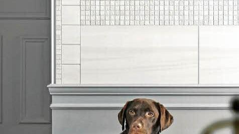 Moderne Wand- und Bodenfliesen sind ein Hingucker im Eingangsbereich - und lassen sind weder durch matschige Gummistiefel, noch durch feuchte Hundepfoten beeindrucken.  Foto: djd/deutsche-fliese/Jasba