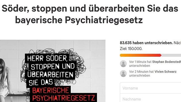 83.635 Menschen haben sie bereits unterschrieben: Die Petition gegen das bayerische Psychatriegesetz. Foto: Screenshot change.org
