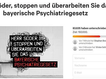 83.635 Menschen haben sie bereits unterschrieben: Die Petition gegen das bayerische Psychatriegesetz. Foto: Screenshot change.org