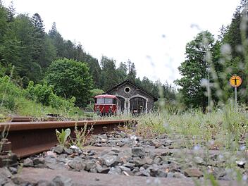 Anna-Lena DeuerlingDer ehemalige Lokschuppen im Hintergrund soll auch Teil des Museumsbahnhofs werden.