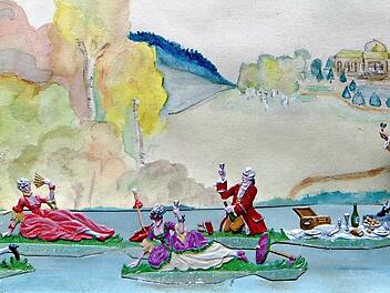 Picknick zur Zeit des Rokoko: Die große Mode des Adels in der Rokokozeit: Picknick in einer romantischen Kulisse.