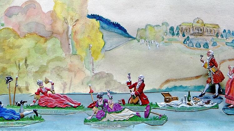 Picknick zur Zeit des Rokoko: Die große Mode des Adels in der Rokokozeit: Picknick in einer romantischen Kulisse.