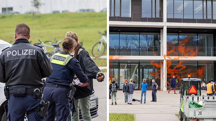 Uni Würzburg: Klimaaktivisten der Letzten Generation verüben Farbattacke