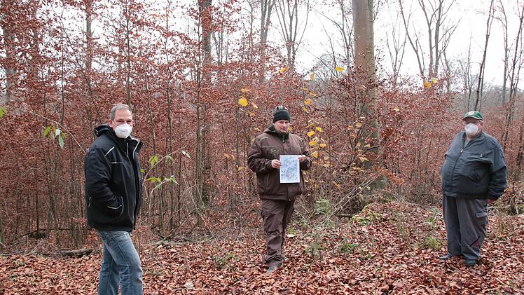 Die Langendorfer Holzrechtler Volker Partsch (von links), Jürgen Simon und Otto Schneider haben ihre Klage zurückgezogen.
