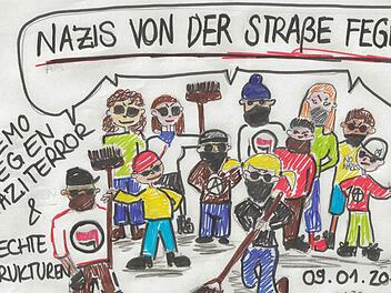 Die "Aktionsgruppe gegen Nazis" will wegen einer geplanten Demonstration Rechtsextremer am Wochenende mobil machen. Dieses bunte Plakat kündigt den Protest am Samstag, 9. Januar, gegen Neonazis an. Diese wollen zeitgleich demonstrieren.  Foto: Aktionsgruppe gegen Nazis