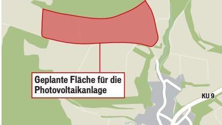 Etwa 20 Fußballfelder groß soll die geplante Photovoltaikanlage werden. Grafik: Klaus Heim