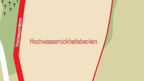 Das geplante Hochwasser-Rückhaltebecken in Kersbach soll im Ernstfall über 60000 Kubikmeter Wasser aufnehmen.