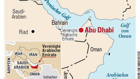 Hier liegt Abu Dhabi, das Emirat, das für Hans-Jürgen Lauer und seine Familie Heimat auf Zeit ist.