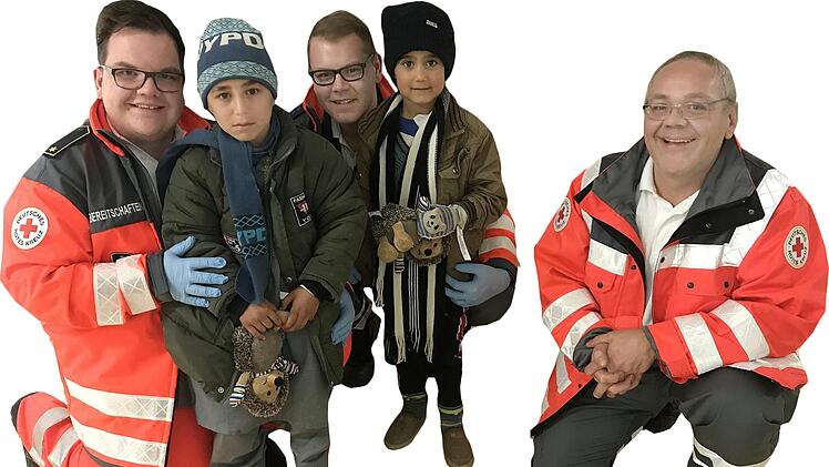 Erinnerungsfoto: Fabian Bätz, Michael Wagner und Ralf Schramm mit den Kindern.  Fotos: privat