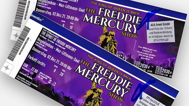 Souvenir an einen missglückten Abend: Die Eintrittskarten des Ehepaars Zotter für die Freddie-Mercury-Show.