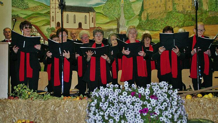Der Gesangverein 1890 Aschach feierte sein Jubiläum in würdigem Rahmen. Selbstverständlich ließ sich der Verein nicht nur feiern, der Chor sang auch gerne für seine Gäste. Foto: Werner Vogel.