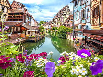 Colmar, France. Town of scenic canal and historic architecture view