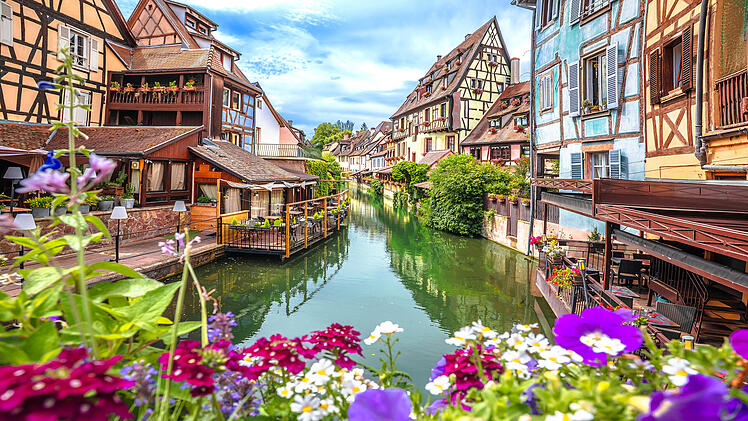 Colmar, France. Town of scenic canal and historic architecture view