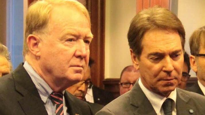 Hans Michelbach (links) und Michael Stoschek am Donnerstagnachmittag bei einer Veranstlatung der IHK zu Coburg.