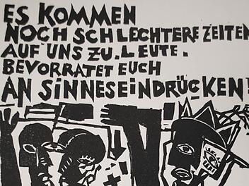 Horst Peter Meyer: Ohne Titel. Letzter Auf Ruf. Linolschnitt.  Foto: Carolin Herrmann