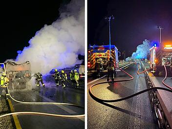 Trucker bemerkt "Schimmern" im Spiegel - stundenlanger Einsatz auf der A73 bei Bamberg