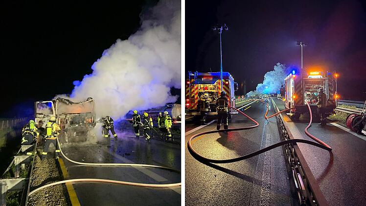 Trucker bemerkt "Schimmern" im Spiegel - stundenlanger Einsatz auf der A73 bei Bamberg