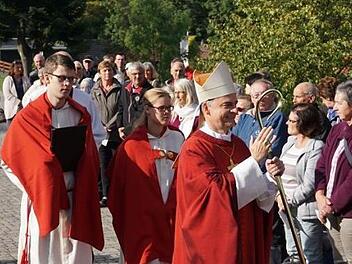 Am 15. September 2018 besuchte der neue Würzburger Bischof Franz Jung den Kreuzberg. Foto: Marion Eckert