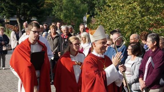Am 15. September 2018 besuchte der neue Würzburger Bischof Franz Jung den Kreuzberg. Foto: Marion Eckert