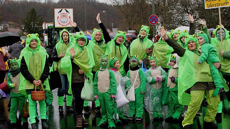 Als Frösche kamen die Buben und Mädchen aus dem Kindergarten Weisbrunn. Foto: Günther Geiling