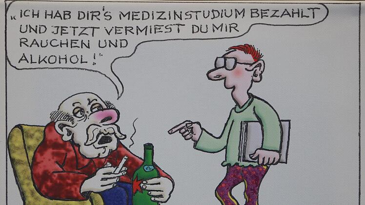 "Erscht ziecht ma sa gruuss, dann..." hätte die Karikatur von Alois Kuhn auch heißen können. Foto: Klaus Klaschka