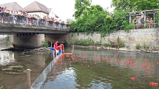 Viele Zuschauer verfolgten das Entenrennen auf der Rodach. Foto: privat