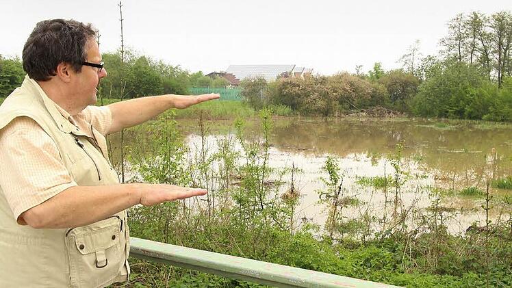 Hinter der Mainfeldhalle in Michelau gibt es schon eine Verbesserung für den Biberbach. Bei Hochwasser ist das Überschwemmungsgebiet deutlich zu sehen. Das Wasser fließt langsamer ab als früher, mehr Lebensraum für Insekten, Fische und Vögel entsteht. Fotos: Tim Birkner