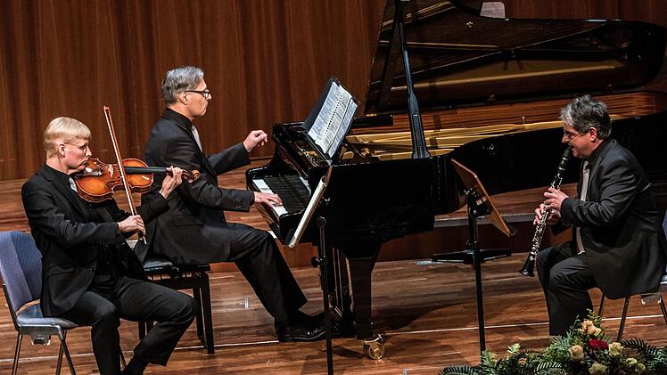 Das Coburger Kammertrio mit Andreas Hilf (Viola), Antonio Grimaldi (Klavier) und Edgar Eichstädter (Klarinette) beeindruckte beim Konzert im Kongresshaus. Foto: Jochen Berger