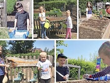 Ein Teil der "Rosenkinder" Schönbrunn bei ihrer Anpflanzaktion Foto: privat